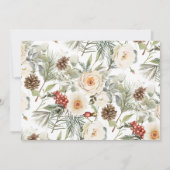 Witte Winter Bloemen Bubbles & Dranken Bruidsfeest Kaart (Achterkant)