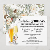 Witte Winter Bloemen Bubbles & Dranken Bruidsfeest Kaart (Voorkant / Achterkant)