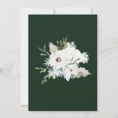 Witte Winter Bloemen Groene Kerstkrans Bruiloft Kaart (Achterkant)