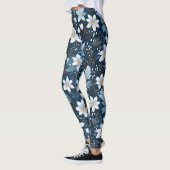 Witte winter bloemen patroon leggings (Links)