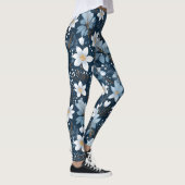 Witte winter bloemen patroon leggings (Rechts)