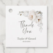 Witte winter bloemenbruiloft dank u bedankjes labels (Voorkant)