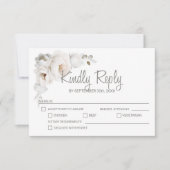 Witte winter bloemenbruiloft RSVP kaartje (Voorkant)