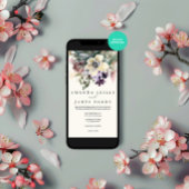 Witte Winter Bloemige Aquarel Bruiloft Kaart