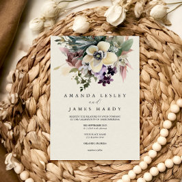 Witte Winter Bloemige Aquarel Bruiloft Kaart