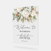 Witte winter bloemrijke elegante bruids douche ver acryl bord (Hoek)