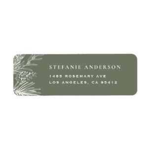 Witte Winter Botanicals Taupe Groene Kerstmis Etiket