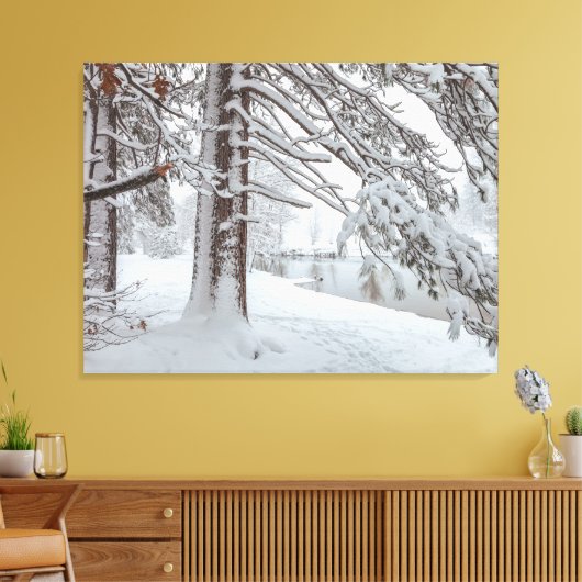 Witte winter canvas afdruk (Insitu (Woonkamer))