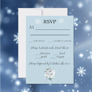 Witte Winter Draak Sneeuwvlokken Blauw RSVP Kaartje