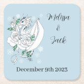 Witte Winter Dragon Bruiloft Kartonnen Onderzetters (Voorkant)