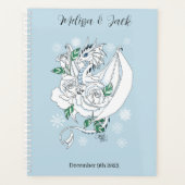Witte Winter Dragon Sneeuwvlok Blauwe Bruiloft Planner (Voorkant)