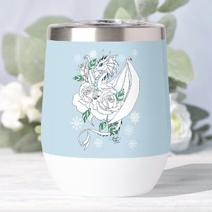Witte Winter Dragon Sneeuwvlokken Blauw