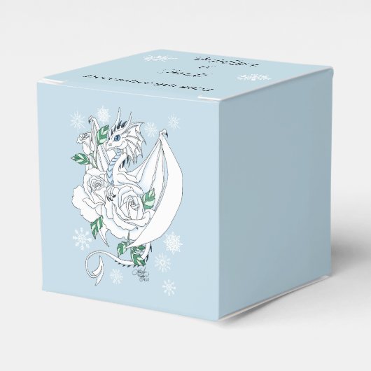 Witte Winter Dragon Sneeuwvlokken Blauw Bedankdoosjes (Voorkant Zijde)