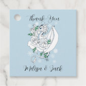 Witte Winter Dragon Sneeuwvlokken Blauw Bedankjes Labels (Voorkant)