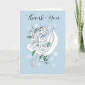 Witte Winter Dragon Sneeuwvlokken Blauw Bedankkaart (Voorkant)