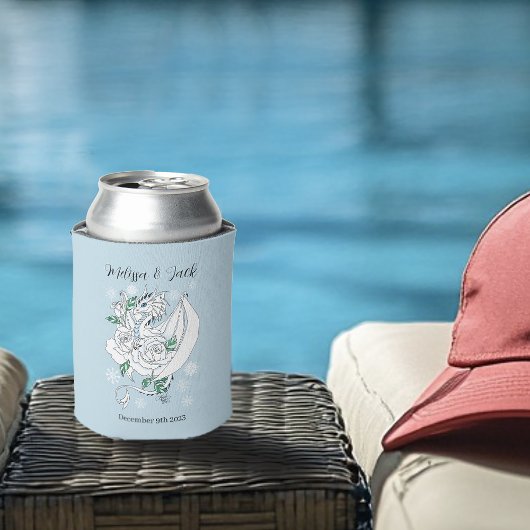 Witte Winter Dragon Sneeuwvlokken Blauw Blikjeskoeler