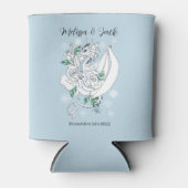 Witte Winter Dragon Sneeuwvlokken Blauw Blikjeskoeler (Voorkant)