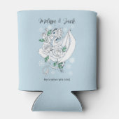 Witte Winter Dragon Sneeuwvlokken Blauw Blikjeskoeler (Achterkant)