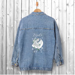 Witte Winter Dragon Sneeuwvlokken Blauw Denim Jacket<br><div class="desc">Een witte draak die tussen rozen en sneeuwvlokken in een achtergrond van blauw zit</div>