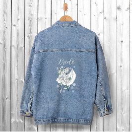 Witte Winter Dragon Sneeuwvlokken Blauw Denim Jacket