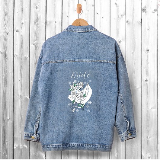 Witte Winter Dragon Sneeuwvlokken Blauw Denim Jacket