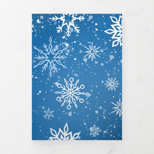 Witte Winter Dragon Sneeuwvlokken Blauw Drieluik Uitnodiging (Cover)