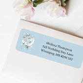 Witte Winter Dragon Sneeuwvlokken Blauw Etiket