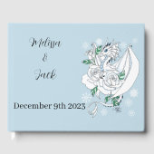 Witte Winter Dragon Sneeuwvlokken Blauw Gastenboek (Voorkant)