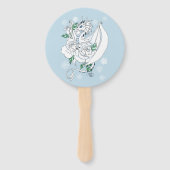 Witte Winter Dragon Sneeuwvlokken Blauw Handwaaier (Achterkant)