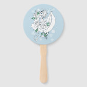 Witte Winter Dragon Sneeuwvlokken Blauw Handwaaier (Voorkant)