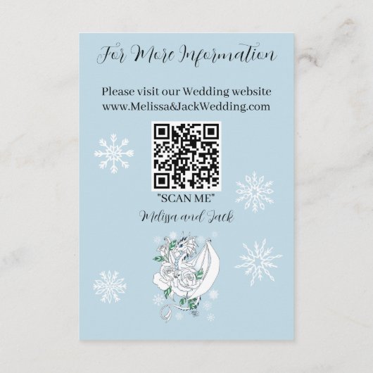 Witte Winter Dragon Sneeuwvlokken Blauw Informatiekaartje (Achterkant)