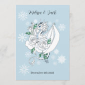 Witte Winter Dragon Sneeuwvlokken Blauw Menu (Achterkant)