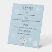 Witte Winter Dragon Sneeuwvlokken Blauw Reclamebord Met Voetstuk (Voorkant)