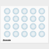 Witte Winter Dragon Sneeuwvlokken Blauw Ronde Sticker (Vel)