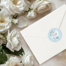 Witte Winter Dragon Sneeuwvlokken Blauw Ronde Sticker