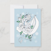 Witte Winter Dragon Sneeuwvlokken Blauw RSVP Kaartje (Achterkant)