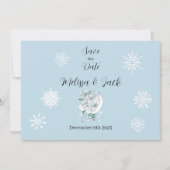 Witte Winter Dragon Sneeuwvlokken Blauw Save The Date (Voorkant)