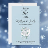 Witte Winter Dragon Sneeuwvlokken Blauw Save The Date