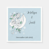 Witte Winter Dragon Sneeuwvlokken Blauw Servet (Voorkant)