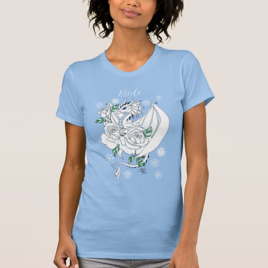 Witte Winter Dragon Sneeuwvlokken Blauw T-shirt (Voorkant)