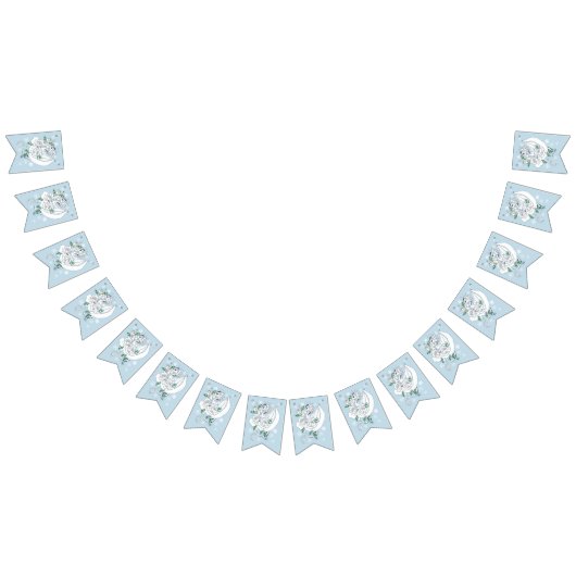 Witte Winter Dragon Sneeuwvlokken Blauw Vlaggetjes (Alle)