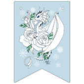 Witte Winter Dragon Sneeuwvlokken Blauw Vlaggetjes (Eerste vlag)