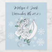 Witte Winter Dragon Sneeuwvlokken Blauw Wijn Etiket (Enkel label)