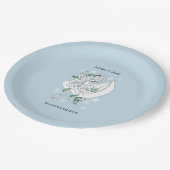 Witte Winter Dragon Sneeuwvlokken Blauwe Bruiloft Papieren Bordje (Gekanteld)