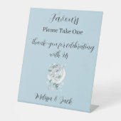 Witte Winter Dragon Snowflakes Blauwe Huwelijksgun Reclamebord Met Voetstuk (Voorkant)