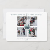 Witte Winter Forest Bloemen Fotocollage Feestdagenkaart (Voorkant)