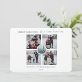 Witte Winter Forest Bloemen Fotocollage Feestdagenkaart (Staand voorkant)