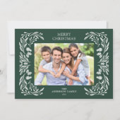 Witte Winter groen foto Kerstmis Feestdagenkaart (Voorkant)