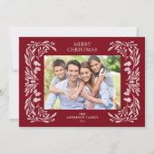 Witte Winter groen foto Kerstmis Feestdagenkaart (Voorkant)