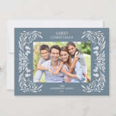 Witte Winter groen foto Kerstmis Feestdagenkaart (Voorkant)